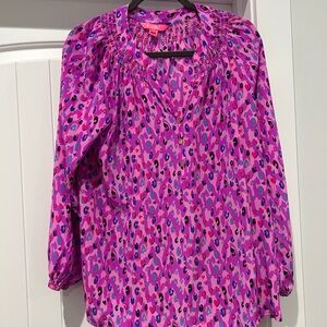 Lilly Pulitzer Pink and Purple Patterned Blouse